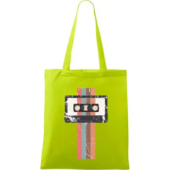 Retro kazeta - pruhy - Taška bavlněná - 42 x 38 cm ( Limetková )