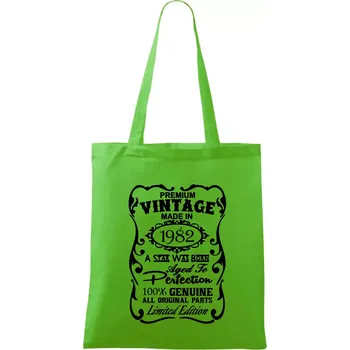 Nákupní taška Vintage Etiketa - 1982 - Taška bavlněná - 42 x 38 cm ( Apple Green )