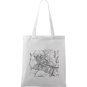Nákupní taška Mapy měst černobílé Ostrava Poruba - Taška bavlněná - 42 x 38 cm ( Bílá )