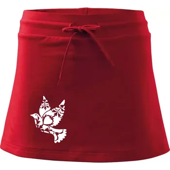 Dámská sukně Ptáček vzorovaný - Sportovní sukně - two in one - XS ( Červená )
