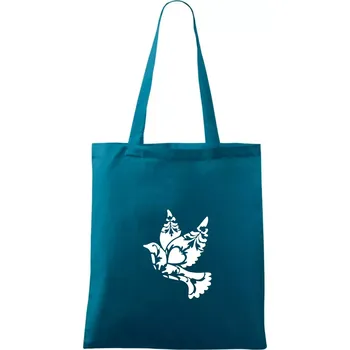 Ptáček vzorovaný - Taška bavlněná - 42 x 38 cm ( Petrolejová )