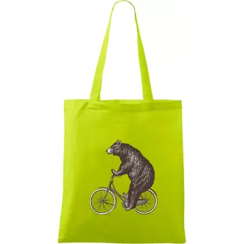 Medvěd na kole - Taška bavlněná - 42 x 38 cm ( Limetková )