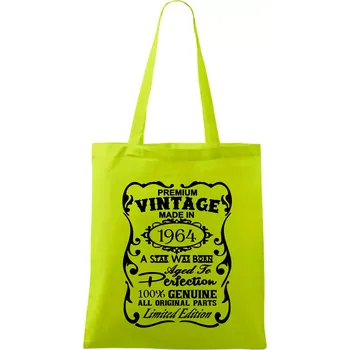 Vintage Etiketa - 1964 - Taška bavlněná - 42 x 38 cm ( Limetková )