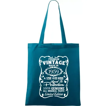 Vintage Etiketa - 1959 - Taška bavlněná - 42 x 38 cm ( Petrolejová )