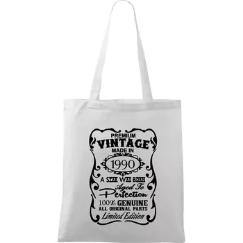 Vintage Etiketa - 1990 - Taška bavlněná - 42 x 38 cm ( Bílá )