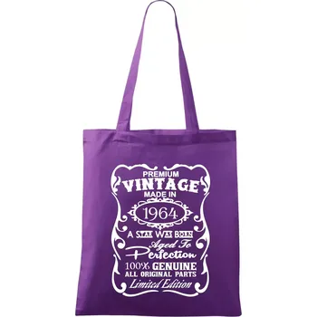 Vintage Etiketa - 1964 - Taška bavlněná - 42 x 38 cm ( Fialová )