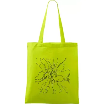 Černobílá mapa Vizovice - Taška bavlněná - 42 x 38 cm ( Limetková )