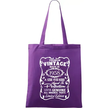 Vintage Etiketa - 1958 - Taška bavlněná - 42 x 38 cm ( Fialová )