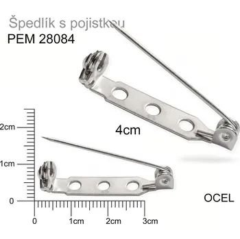 Brož ŠPENDLÍK na brož s pojistkou velikost 4cm. Barva platina.