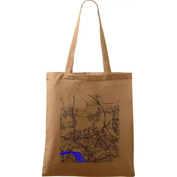 Nákupní taška Praha 18200 - Mapa s vodními toky - Taška bavlněná - 42 x 38 cm ( Cappuccino )