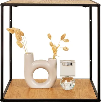 police House Nordic Nástěnná police, černý/přírodní ocelový rám, 36x36 cm, Vita Barva: Přírodní