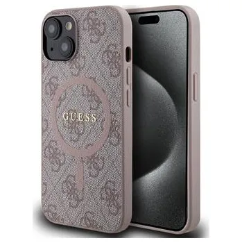 Pouzdro na mobilní telefon Guess PU Leather 4G Colored Ring MagSafe Zadní Kryt pro iPhone 14 Pink