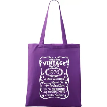 Vintage Etiketa - 1976 - Taška bavlněná - 42 x 38 cm ( Fialová )