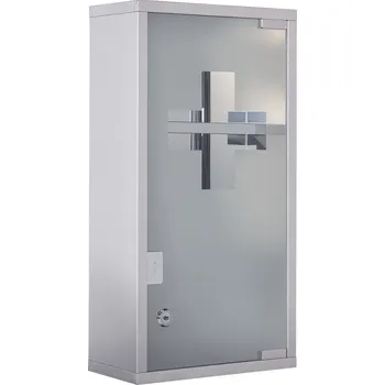 Lékárnička HOMCOM lékárnička lékárnička lékárnička 3 přihrádky domácí lékárnička nerez 25 x 12 x 48cm | Aosom