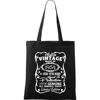 Nákupní taška Vintage Etiketa - 1954 - Taška bavlněná - 42 x 38 cm ( Černá )