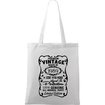 Vintage Etiketa - 1989 - Taška bavlněná - 42 x 38 cm ( Bílá )