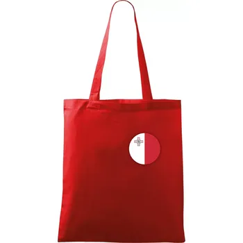 Nákupní taška Vlajka Malta kulatá na prso - Taška bavlněná - 42 x 38 cm ( Červená )