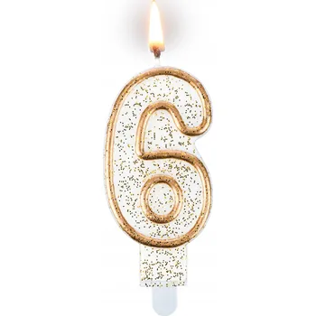 Svíčka Narozeninová svíčka '' 6 '' zlatý třpyt