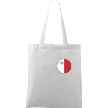 Vlajka Malta kulatá na prso - Taška bavlněná - 42 x 38 cm ( Bílá )