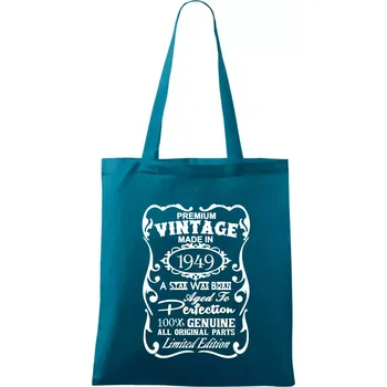 Vintage Etiketa - 1949 - Taška bavlněná - 42 x 38 cm ( Petrolejová )