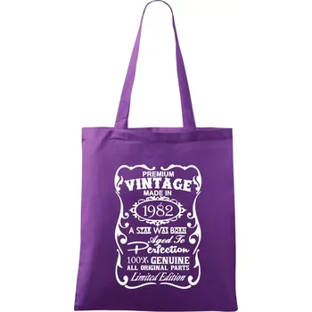 Vintage Etiketa - 1982 - Taška bavlněná - 42 x 38 cm ( Fialová )