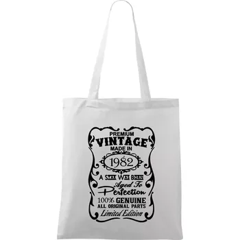 Vintage Etiketa - 1982 - Taška bavlněná - 42 x 38 cm ( Bílá )
