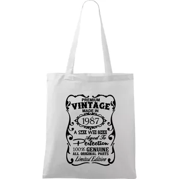 Vintage Etiketa - 1987 - Taška bavlněná - 42 x 38 cm ( Bílá )