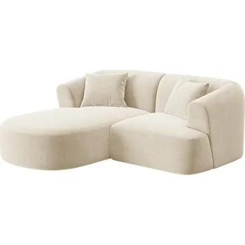 Pohovka Cosmopolitan Design Světle béžová sametová rohová pohovka Campi 180 cm, levá