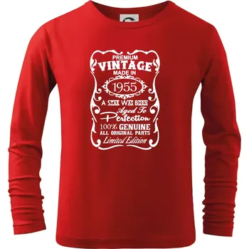 Chlapecké tričko Vintage Etiketa - 1955 - Triko dětské Long Sleeve - 122 cm/6 let ( Červená )