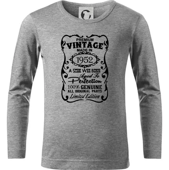 Vintage Etiketa - 1952 - Triko dětské Long Sleeve - 146 cm/10 let ( Tmavě šedý melír )