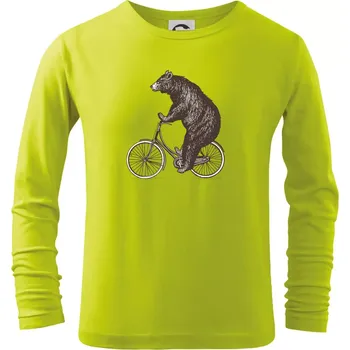 Dětská móda Medvěd na kole - Triko dětské Long Sleeve - 104-110cm / 3-4 roky ( Limetková )