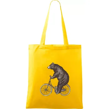 Medvěd na kole - Taška bavlněná - 42 x 38 cm ( Žlutá )