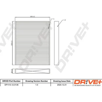 Kabinový filtr Filtr vzduchu v interiéru Dr!ve+ DP1110.12.0136