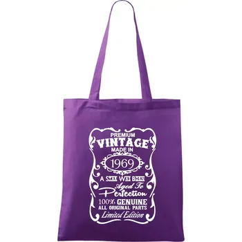 Vintage Etiketa - 1969 - Taška bavlněná - 42 x 38 cm ( Fialová )