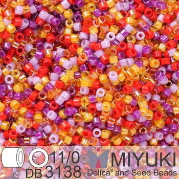 Korálek Korálky Miyuki Delica 11/0. Barva Sunset Bloom Mix DB3138. Balení 5g