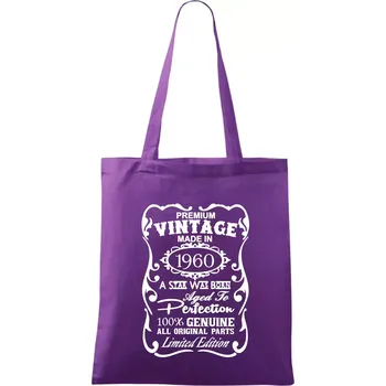 Vintage Etiketa - 1960 - Taška bavlněná - 42 x 38 cm ( Fialová )