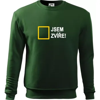 Jsem zvíře obdelník - Mikina Essential dětská - 158 cm/12 let ( Lahvově zelená )