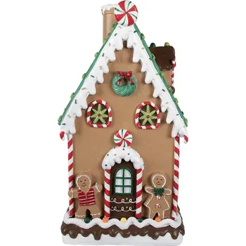Vánoční dekorace Hnědá zdobená perníková chaloupka Gingerbread House - 28*28*51 cm