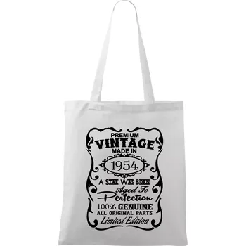 Vintage Etiketa - 1954 - Taška bavlněná - 42 x 38 cm ( Bílá )