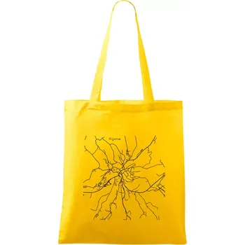 Černobílá mapa Vizovice - Taška bavlněná - 42 x 38 cm ( Žlutá )