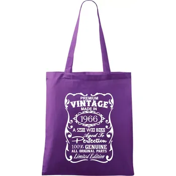 Vintage Etiketa - 1966 - Taška bavlněná - 42 x 38 cm ( Fialová )