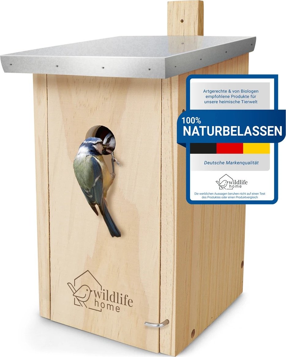 REAVET Hnízdící budka s plechovou střechou (vstupní otvor o průměru 28 mm)