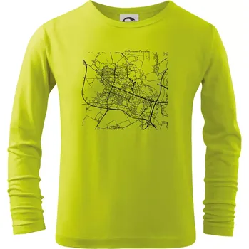Dětská móda Mapy měst černobílé Ostrava Poruba - Triko dětské Long Sleeve - 134 cm/8 let ( Limetková )