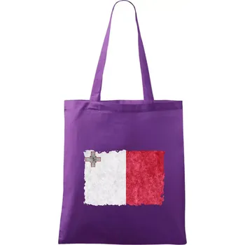 Vlajka Malta okousaná - Taška bavlněná - 42 x 38 cm ( Fialová )