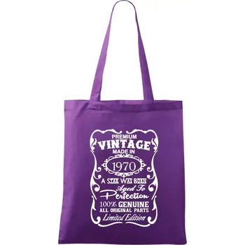 Vintage Etiketa - 1970 - Taška bavlněná - 42 x 38 cm ( Fialová )