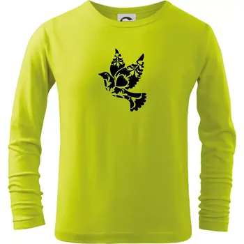 Dětská móda Ptáček vzorovaný - Triko dětské Long Sleeve - 104-110cm / 3-4 roky ( Limetková )