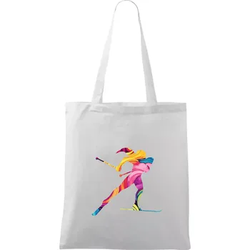 Barevná běžkařka - Taška bavlněná - 42 x 38 cm ( Bílá )