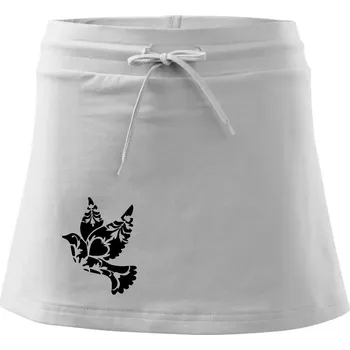 Dámská sukně Ptáček vzorovaný - Sportovní sukně - two in one - XL ( Bílá )