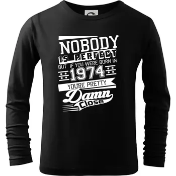 Chlapecké tričko Nobody is perfect - 1974 - Triko dětské Long Sleeve - 134 cm/8 let ( Černá )