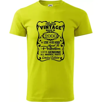 Pánské tričko Vintage Etiketa - 2000 - Klasické pánské triko vyšší gramáže - XL ( Limetková )